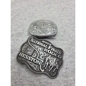 Lot of 2 Women's NFR Rodeo Belt Buckles Montana Silversmiths 2013 1993 Sealed